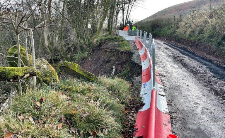 Landslide and protective barrier