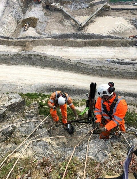Rope Access Technicians drilling